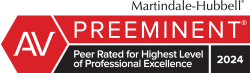 Martindale-Hubbell | Preeminent | Peer Rated for Highest Level of Professional Excellence | 2024